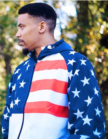 USA Flag - Rain Jacket Rain Jacket Greater Half
